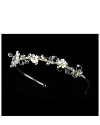 Melissa Kay Collection Silver Tone Crystals Simulated Pearl Flower Bridal Wedding Tiara Headband