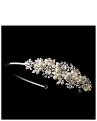 Melissa Kay Collection Silver Tone Rhinestone Crystal Simulated Pearl Wedding Bridal Headband Tiara