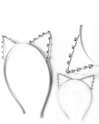 Voberry Silver Cat Ear Party Pearl Crystal Rhinestone Headband Headwear Punk Hair Wrap