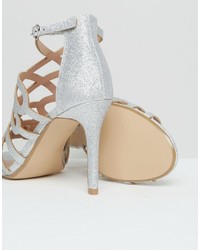 Head Over Heels By Dune M Silver Caged Heel Sandals