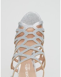 Head Over Heels By Dune M Silver Caged Heel Sandals