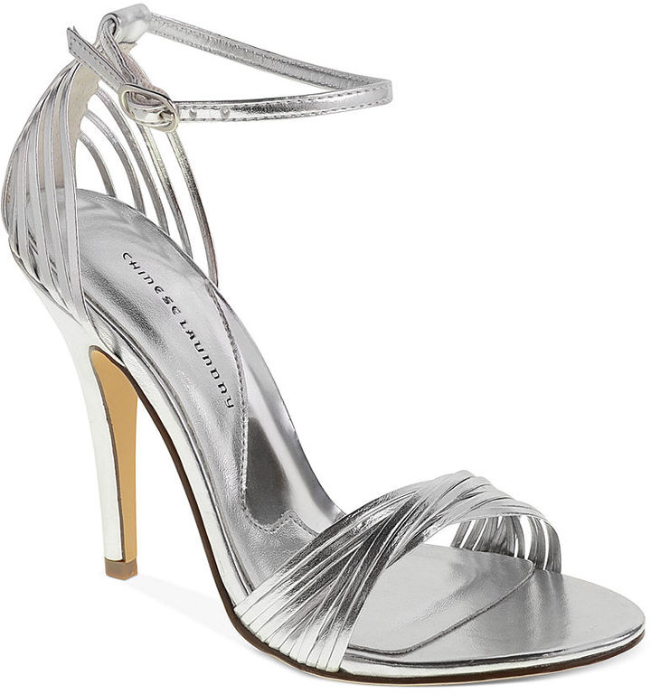 macy's silver evening shoes