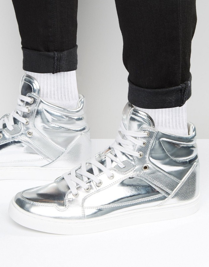 silver high top sneakers