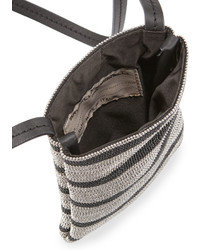 Brunello Cucinelli Mini Striped Monili Crossbody Bag Blacksilver