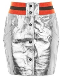 Topshop Sport Metallic Leather Miniskirt