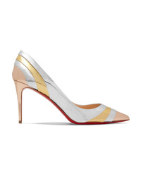 Christian Louboutin Eklectica 85 Striped Mirrored Leather Pumps