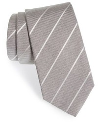 Silver Horizontal Striped Silk Tie