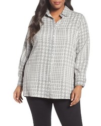 Foxcroft Plus Size Houndstooth Shirt