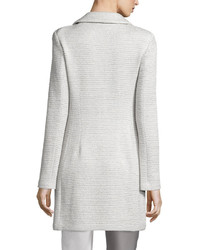 St. John Collection Allure Shimmery Knit Three Button Jacket Platinum