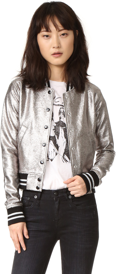 R 13 R13 Shrunken Metallic Jacket 545 shopbop Lookastic