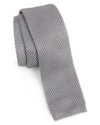 Silver Knit Silk Tie