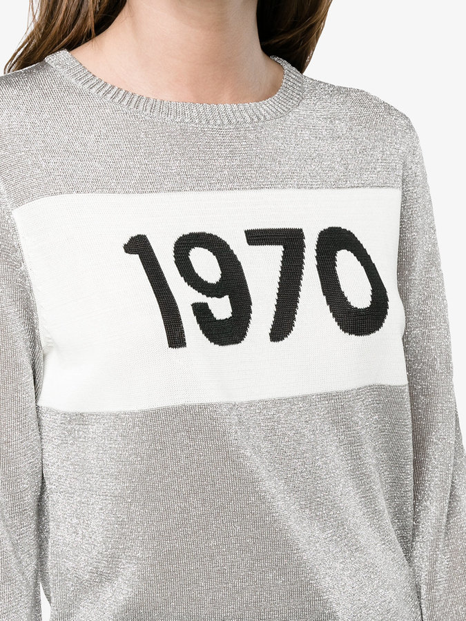 Bella Freud 1970 Silver Knitted Jumper 374 farfetch