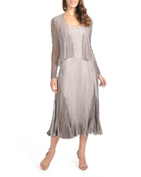 Silver Lace Midi Dress