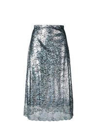 Silver Lace Midi Skirt