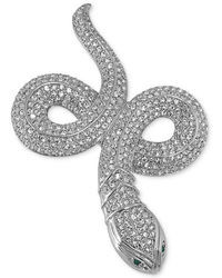 Carolee Brooch Silver Tone Crystal Accent Snake Pin