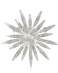 Anne Klein Holiday Pins Silver Tone And Crystal Burst Pin