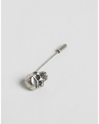 Noose Monkey Skull Lapel Pin In Burnished Silver To Asos