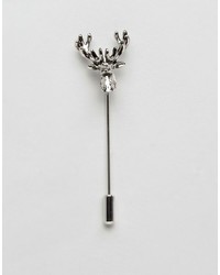 Noose Monkey Stag Lapel Pin In Silver