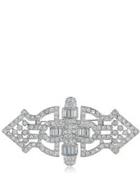 Kenneth Jay Lane Silver And Crystal Baguette Deco Pin