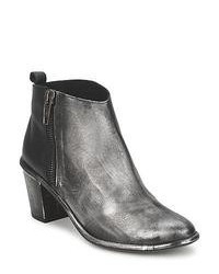 Silver Leather Ankle Boots