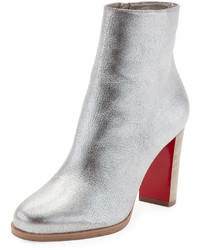 Christian Louboutin Adox Metallic Stack Heel Red Sole Bootie Gray