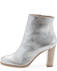 Christian Louboutin Adox Metallic Stack Heel Red Sole Bootie Gray