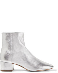 Loeffler Randall Carter Metallic Leather Ankle Boots Silver