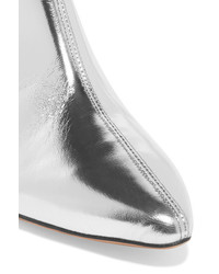 Isabel Marant Dawell Metallic Leather Ankle Boots Silver