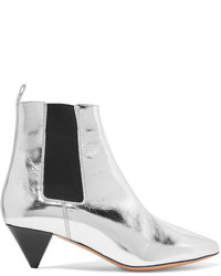 Isabel Marant Dawell Metallic Leather Ankle Boots Silver