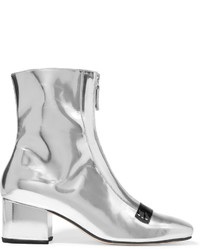 Dorateymur Double Delta Mirrored Leather Ankle Boots Silver