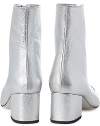 Dorateymur Silver Leather Delta Ankle Boots