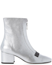 Dorateymur Silver Leather Delta Ankle Boots