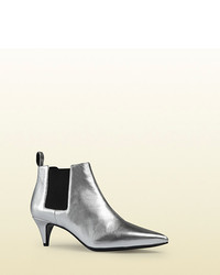 Gucci Silver Metallic Ankle Boot