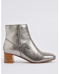 Marks and Spencer Leather Block Heel Panel Ankle Boots