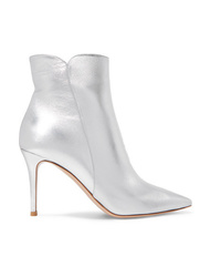 Gianvito Rossi Levy 85 Metallic Leather Ankle Boots