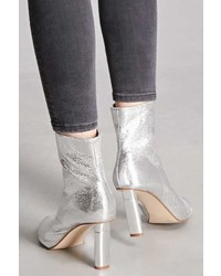 Forever 21 Metallic Crackled Ankle Boots