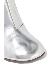 Vetements Metallic Leather Ankle Boots Silver