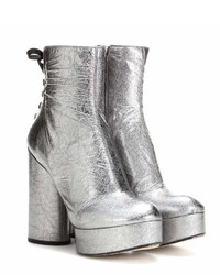 Marc Jacobs Metallic Leather Platform Ankle Boots