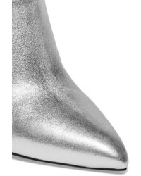 Tom Ford Metallic Textured Leather Ankle Boots Silver