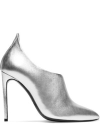 Tom Ford Metallic Textured Leather Ankle Boots Silver