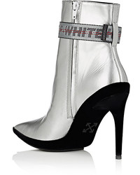 Off-White Off White Velvet Heel Leather Ankle Booties