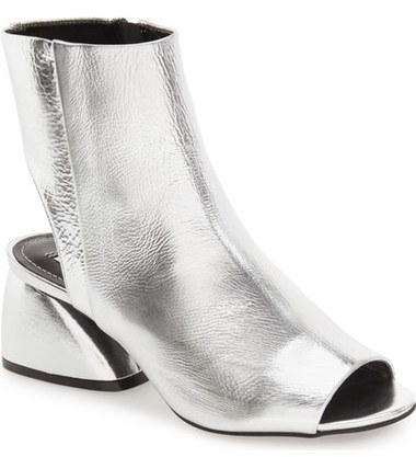 silver peep toe booties