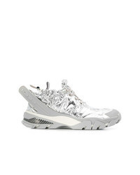 Silver Leather Athletic Shoes