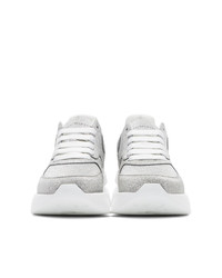 Alexander McQueen Silver And White Tiny Dancer Oversized Runner Sneakers