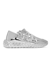 Giuseppe Zanotti Silver Leather Urchin Sneakers