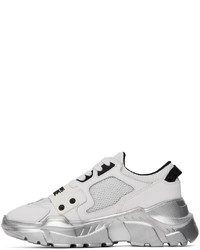 VERSACE JEANS COUTURE White Silver Speedtrack Logo Sneakers