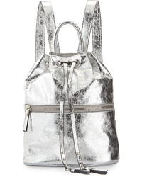 French Connection Mara Metallic Drawstring Backpack Silver