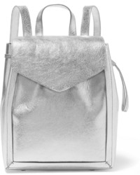Loeffler Randall Metallic Textured Leather Backpack Silver