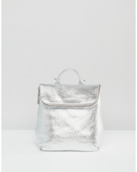 Whistles Mini Verity Leather Backpack In Silver