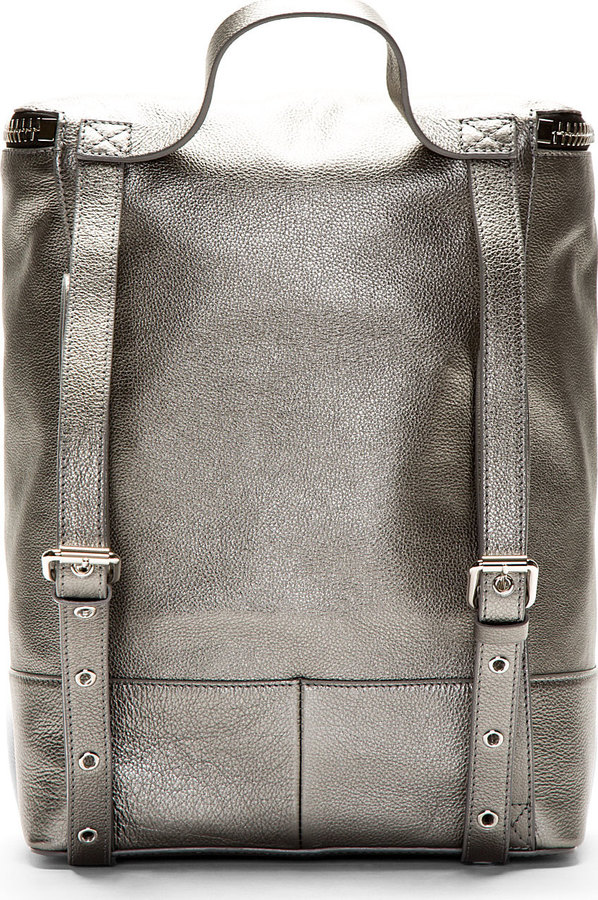 Giuseppe Zanotti Silver Leather Shark Tooth Backpack 1 495